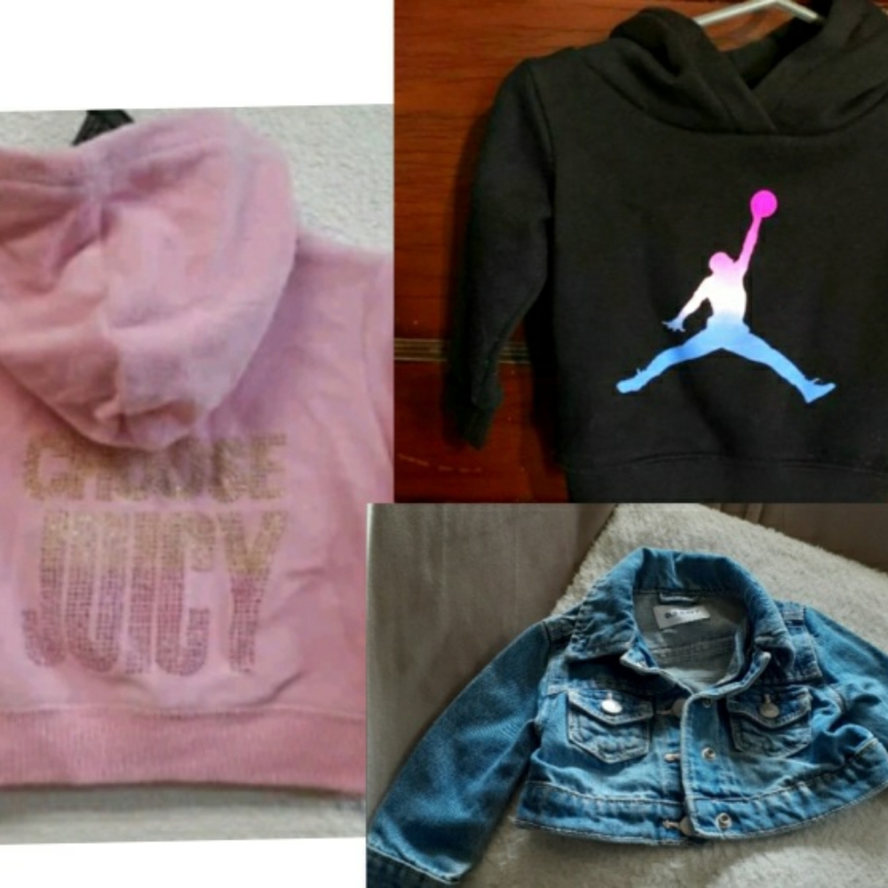 Vtg OG Baby Air Jordan Hoodie,Juicy Couture Zip & Old Navy Jean Jacket All 3-6M